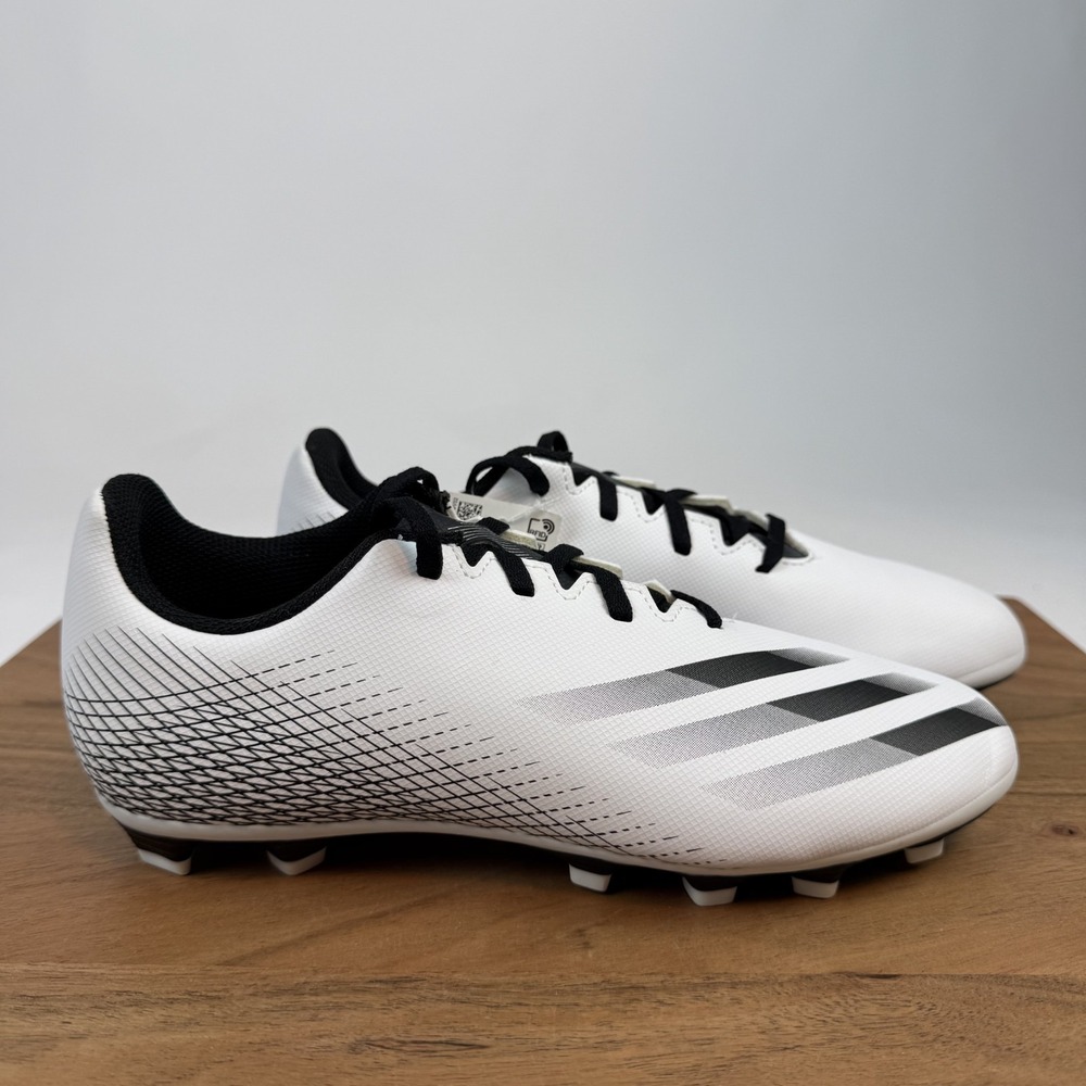 New Big Kids Adidas X Ghosted.4 White‎ Black Athletic Cleat Football Shoe Size 6